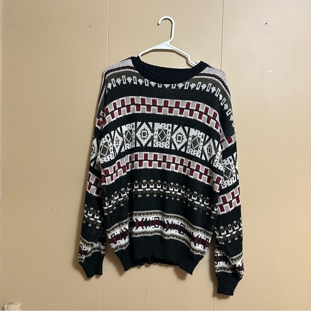 Knit Geometric Pattern Vintage Ugly Grandpa Sweater